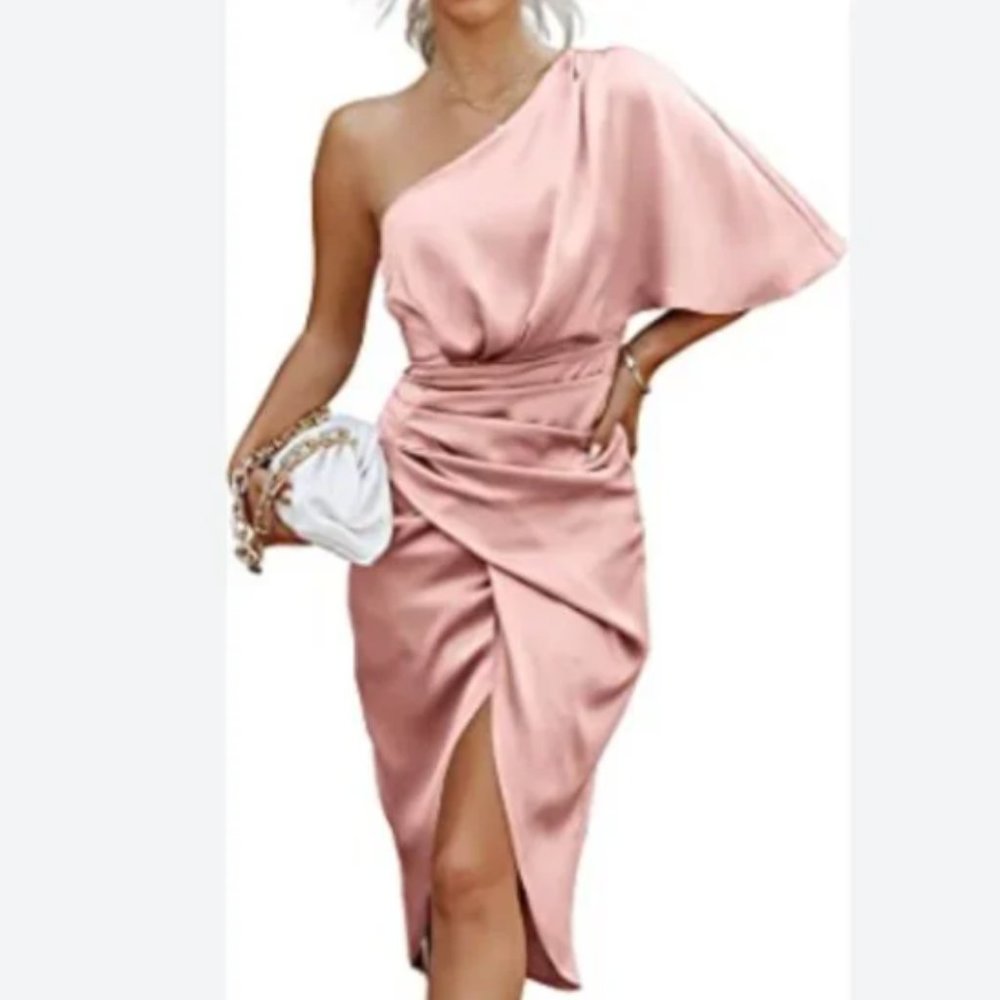 Cupshe Satin  One Shoulder Midi Party Dress Size Small
